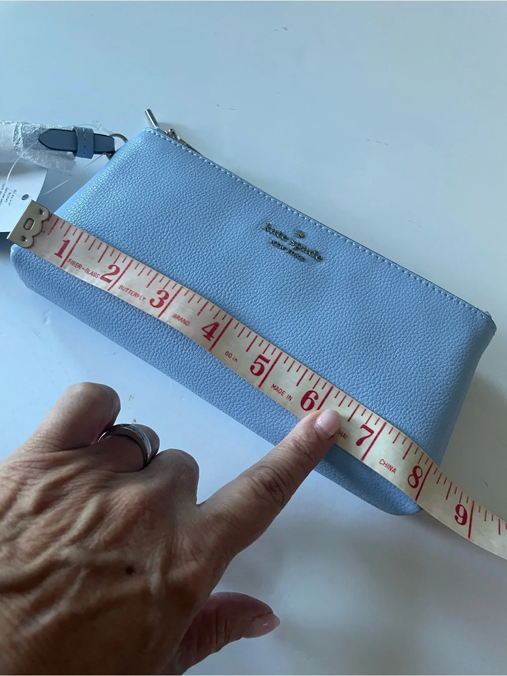 kate spade powder blue pebble leather wristlet